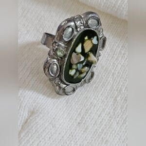 Pebble Poured Mold Silver Tone hardware Adjustable Ring